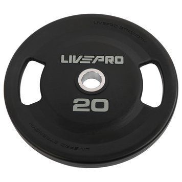 Блини диски поліуретанові 2 Handle металева втулка LiveUp LP8337-20 &oslash;51мм 20кг чорний LP8337-20 фото