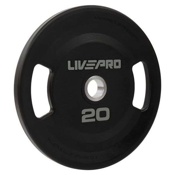 Блини диски поліуретанові 2 Handle металева втулка LiveUp LP8337-20 &oslash;51мм 20кг чорний LP8337-20 фото