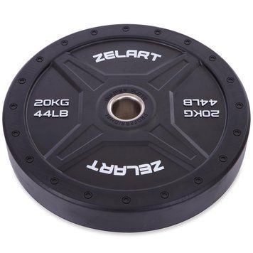 Бамперні диски для кросфіту Bumper Plates гумові d-51 мм Zelart TA-2258-20 20 кг TA-2258-20 фото