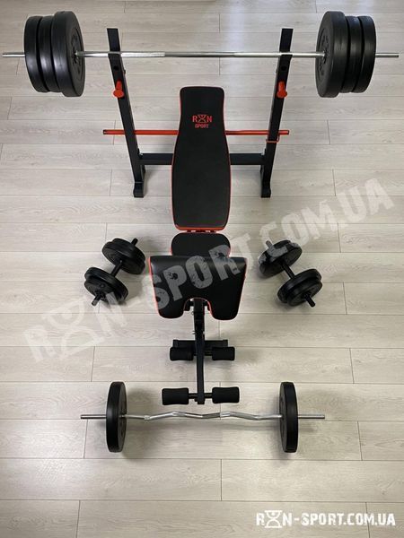 Лава для жиму універсальна ReadMeBlack + штанга 75 кг RN-Sport RMB-75 фото