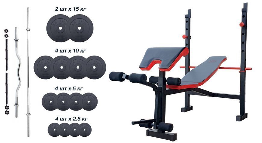 Лава для жиму ReadMeBlack + 4 грифи, 100 кг дисків RN-Sport RMB-100 фото