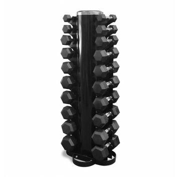 Гантелі шестигранні зі стійкою ряд 1-10 кг Rubber Hexagon Dumbbell GXGN1-10st фото