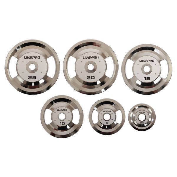 Блини диски сталеві 2 Handle металева втулка LiveUp LP8338-2_5 &oslash;51мм 2,5кг сірий LP8338-2_5 фото